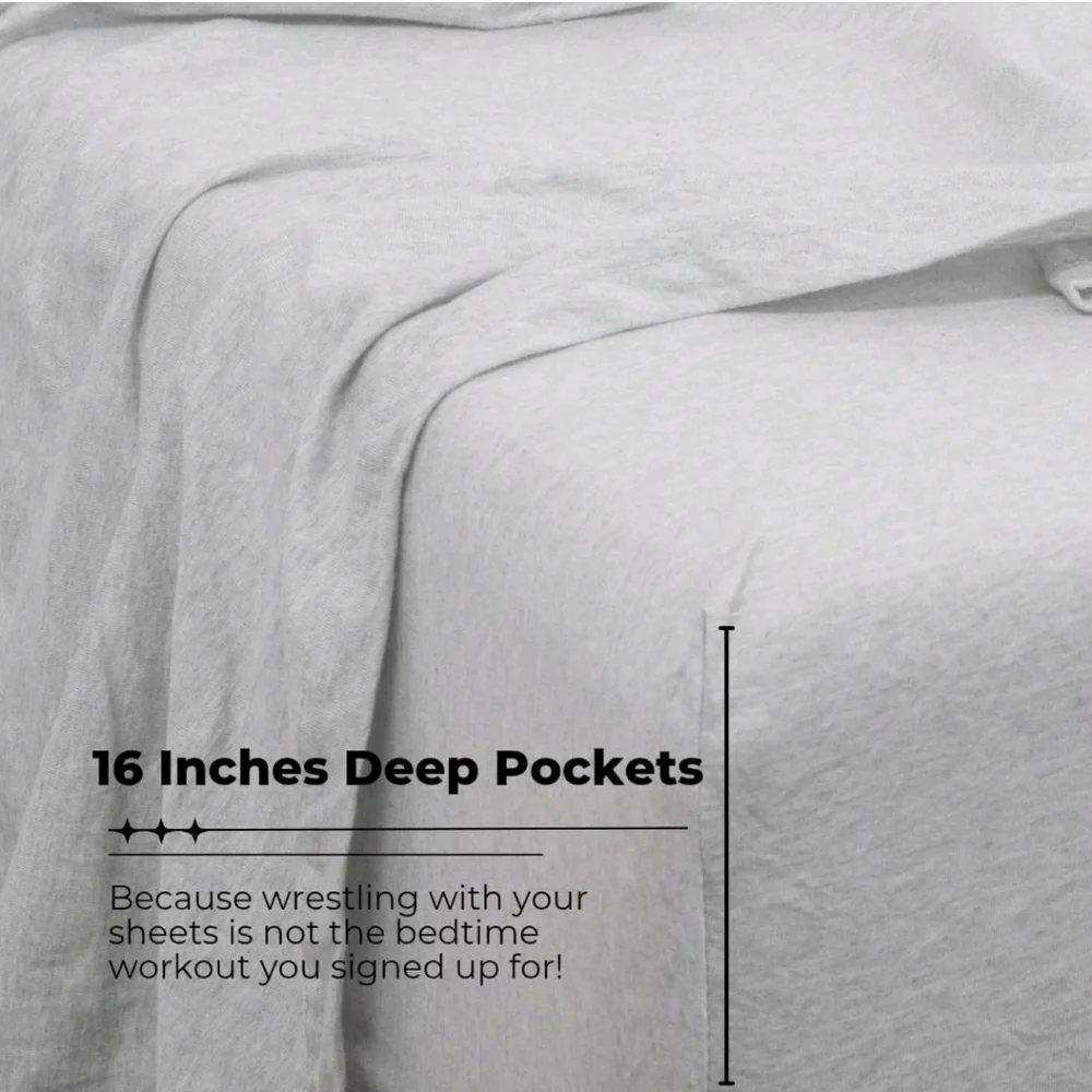 Briarwood Home Twin Jersey Knit Sheet Set Heathered Gray 3 Pc Bedding NEW FLAW